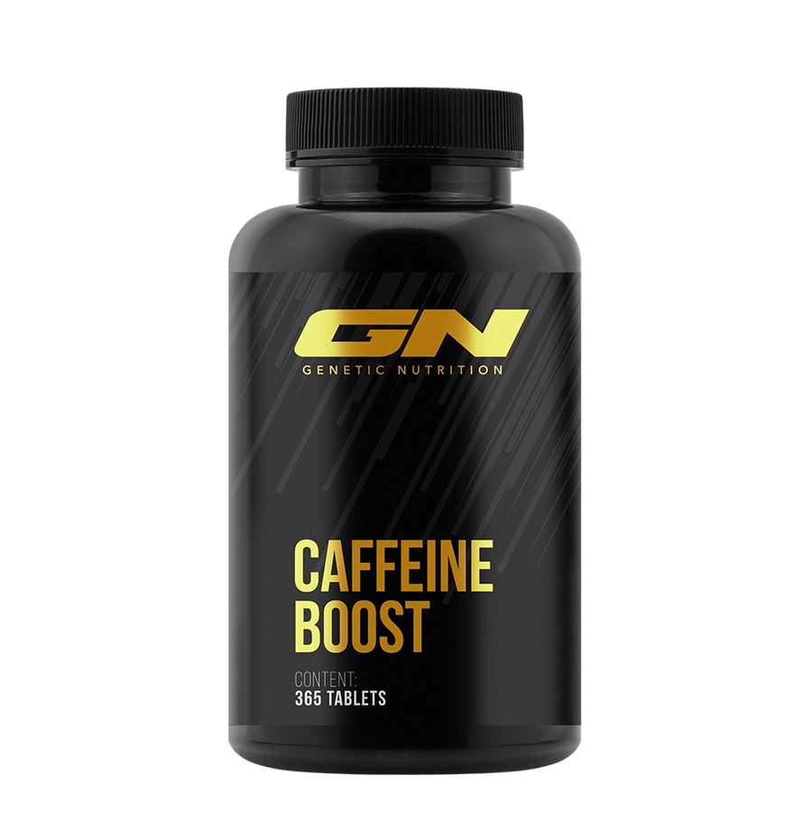 Schwarze Dose Caffeine Boost von GN Laboratories mit 365 Koffeintabletten à 200 mg