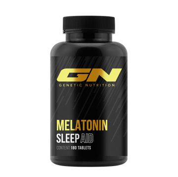Melatonin 1mg Tabletten – schwarze Dose mit gelber Aufschrift Sleep Aid, 180 Stück