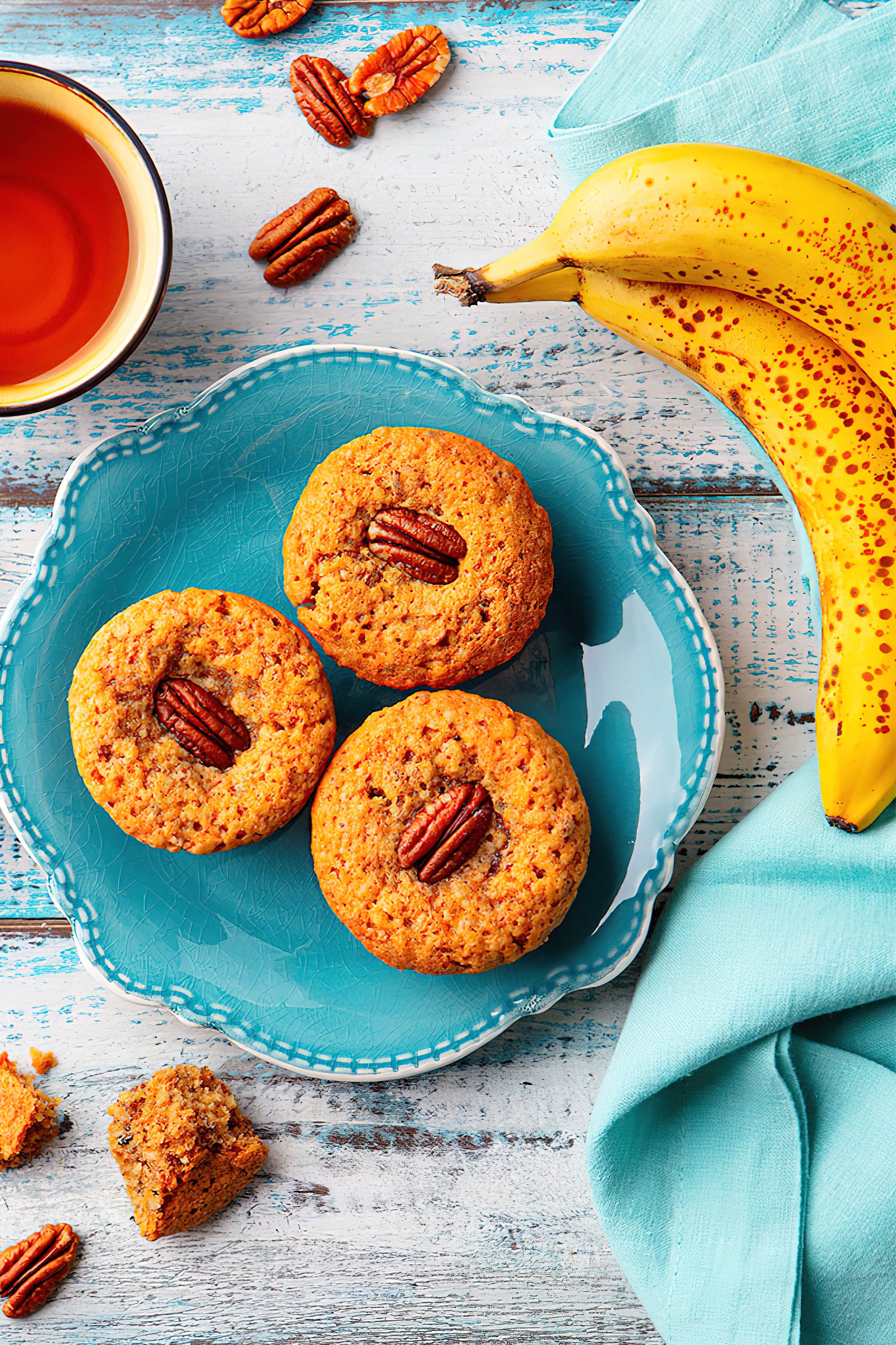 Rezept des Tages Banane, Pekanuss und Vanille Proteinmuffins