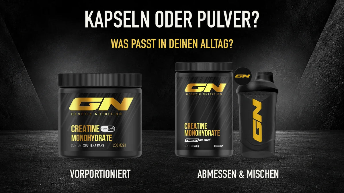 GN Tera Caps, NanoPure und der GN Wave Shaker zeigen die Wahl zwischen vorportionierten Kapseln und Pulver zum Mischen.