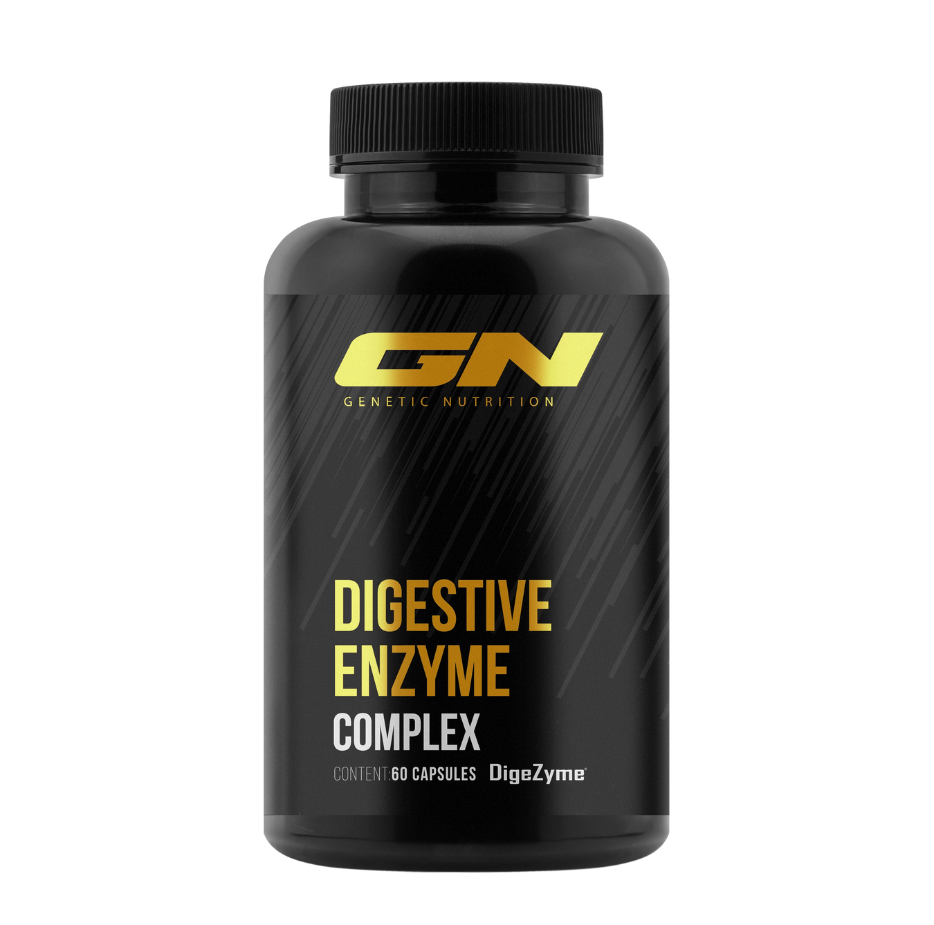 Digestive Enzyme Complex 60 Kapseln von GN Laboratories mit Digezyme® – Verdauungsenzyme in schwarzer Dose erhältlich bei Gigas Nutrition