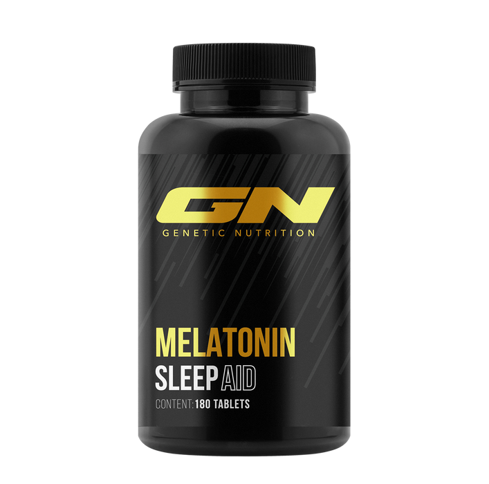  Melatonin 1mg Tabletten – schwarze Dose mit gelber Aufschrift Sleep Aid, 180 Stück