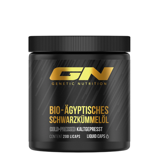 Bio Ägyptisches Schwarzkümmelöl 200 Kapseln von GN Laboratories — Vorderansicht der Dose