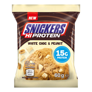 Snickers Hi Protein Cookie · White Choc & Peanut