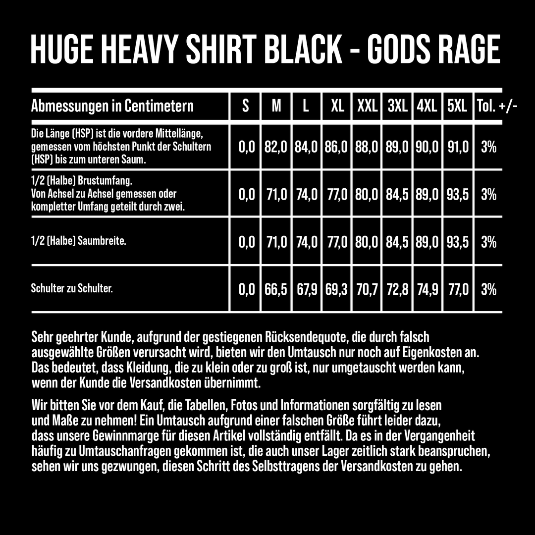 Huge Heavy Shirt Black - Gods Rage