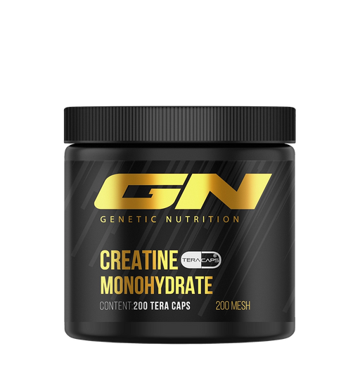 Schwarze Dose GN Laboratories Creatine Monohydrate mit 200 Tera Caps – Hochdosierte Kreatin Kapseln
